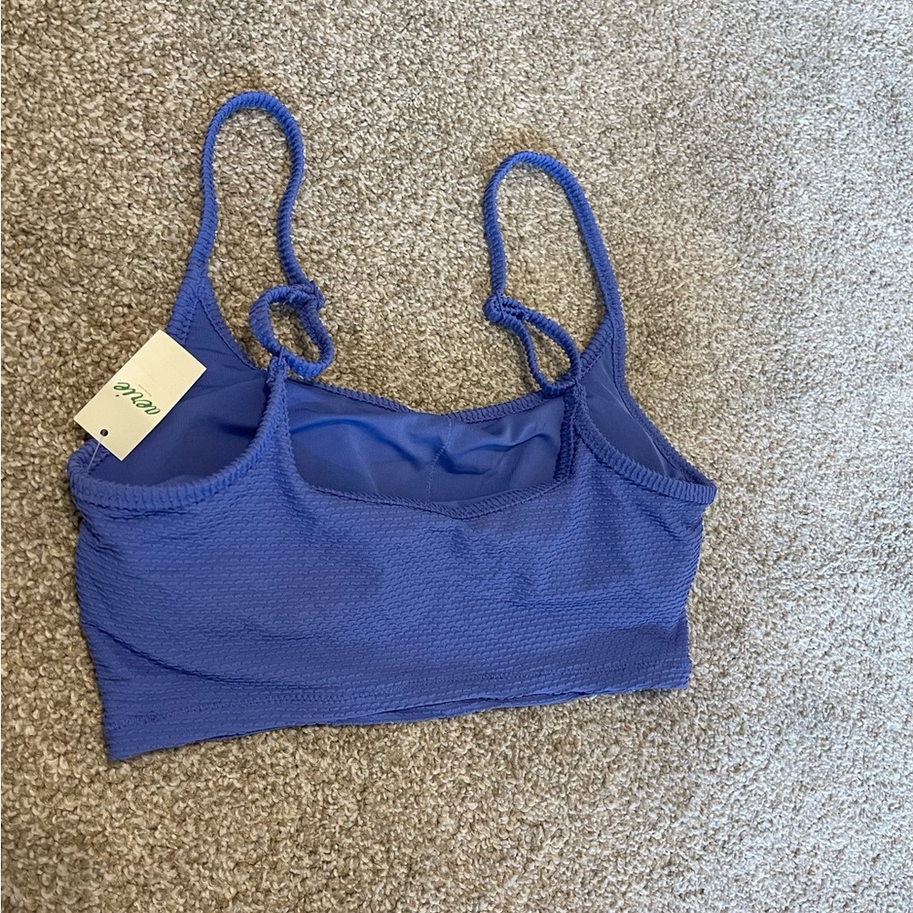 Aerie Women's Blue Textured Bikini Top - Picture 2 of 3